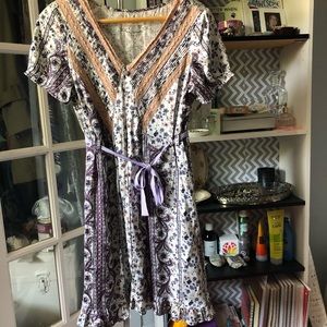 Anthropologie Silk Floral Boho Dress